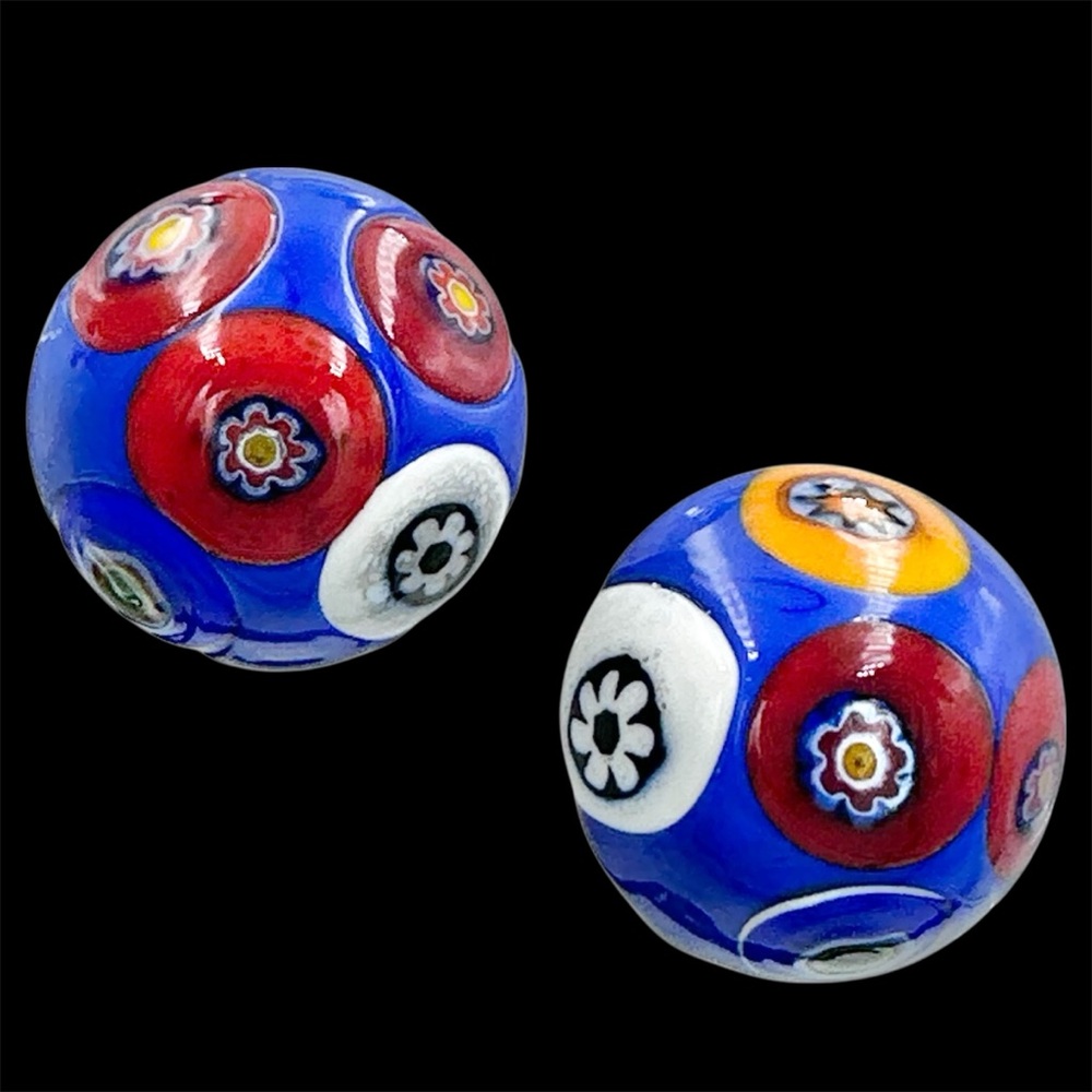 Millefiori Glass Venice Italy Handmade Clip On Earrings